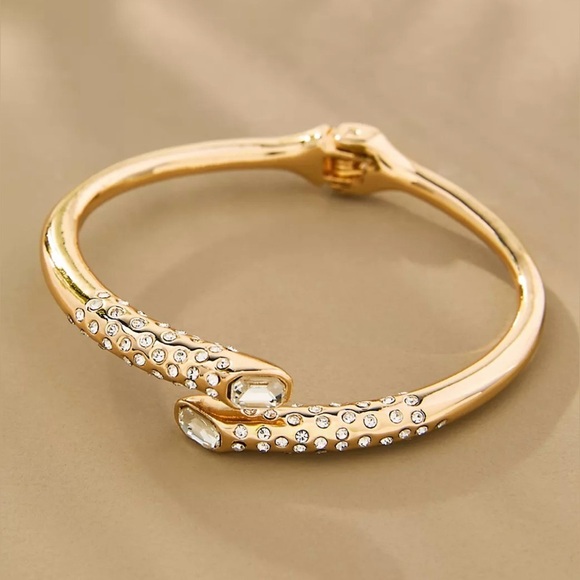 Anthropologie Jewelry - NEW with Tags (NWT) Anthropologie Gold Crystal Hammered Cuff Bracelet